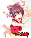  barefoot bow fang gegege_no_kitarou kabocha_(monkey4) nekomusume paw_pose pink_bow pointy_ears solo 