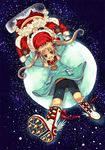  1girl animal_ears antlers bell bell_collar bike_shorts christmas collar copyright_request cow_bell reindeer reindeer_ears sakurai_unan shoes snow_boots twintails winged_shoes wings 