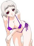 bikini breasts cleavage covered_nipples fate/hollow_ataraxia fate/stay_night fate_(series) hanging_breasts large_breasts leysritt red_eyes shinama short_hair side-tie_bikini solo swimsuit white_hair 