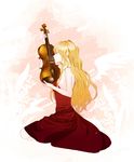  bad_id bad_pixiv_id blonde_hair closed_eyes dress instrument kneeling long_hair original profile shikishima_(eiri) solo violin 