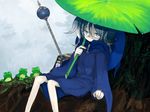  bag enchi fantasy frog glasses mage magician original rain silver_hair solo staff 