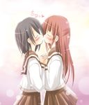  blush closed_eyes kiss minadori_naya multiple_girls original school_uniform yuri 