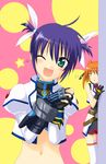  :x alternate_hairstyle bad_anatomy belt belt_buckle blue_hair buckle cropped_jacket cropped_vest fingerless_gloves gauntlets gloves green_eyes hair_ribbon hands_clasped jacket looking_at_viewer lyrical_nanoha magical_girl mahou_shoujo_lyrical_nanoha_strikers midriff miniskirt multiple_girls navel one_eye_closed open_clothes open_jacket open_vest own_hands_together peeking_out revolver_knuckle ribbon saki_chisuzu short_hair short_twintails single_fingerless_glove single_gauntlet skirt smile subaru_nakajima teana_lanster thighhighs twintails uniform vest zettai_ryouiki 