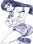  blue buruma chikuwa_(tikuwa) gym_uniform monochrome original solo 