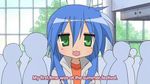  blue_hair green_eyes izumi_konata long_hair lucky_star mole mole_under_eye screencap sexually_suggestive solo subtitled warped_context 