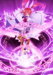  bow energy_wings fingerless_gloves gloves hair_ribbon highres lyrical_nanoha magazine_(weapon) magic_circle magical_girl mahou_shoujo_lyrical_nanoha mahou_shoujo_lyrical_nanoha_a's purple_eyes raising_heart red_bow red_hair ribbon solo takamachi_nanoha tom_(1art.) twintails watermark web_address white_devil wings 