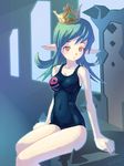  copyright_request crown fantasy hat impossible_clothes impossible_swimsuit one-piece_swimsuit pointy_ears school_swimsuit solo swimsuit tougetsu_gou 