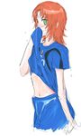  2006_fifa_world_cup aida_yuu clothes_writing green_eyes gunslinger_girl italy jersey petrushka red_hair shirt_lift short_hair simple_background sketch soccer solo sportswear sweat world_cup 