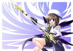  fingerless_gloves gloves hair_ornament hat lyrical_nanoha magical_girl mahou_shoujo_lyrical_nanoha mahou_shoujo_lyrical_nanoha_a's schwertkreuz solo staff sumeragi_kou waist_cape wings x_hair_ornament yagami_hayate 