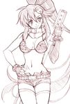  bikini_top gun kusui_aruta long_hair monochrome rifle short_shorts shorts solo tengen_toppa_gurren_lagann thighhighs weapon yoko_littner 