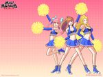  amemiya_sayaka anna_lindhurst blonde_hair breasts brown_hair cheerleader cleavage elbow_gloves gloves hair_ribbon highres kanda_aoi medium_breasts midriff multiple_girls official_art osu!_tatakae!_ouendan osu!_tatakae!_ouendan_2 ouendan pink_hair pom_poms ponytail ribbon skirt smile twintails wallpaper 