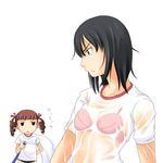  bra gym_uniform hose lingerie lowres maria-sama_ga_miteru matsudaira_touko multiple_girls nijou_noriko see-through shirt toshifumi underwear wet wet_clothes wet_hair wet_shirt 