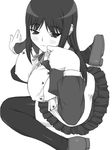  :3 breasts cosplay greyscale ilfa ilfa_(cosplay) kurusugawa_ayaka large_breasts long_hair monochrome naughty_face shichimenchou solo thighhighs to_heart to_heart_2 zettai_ryouiki 