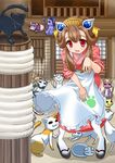  :3 apron brown_hair cat character_request headdress japanese_clothes kimono maho_(yakimorokoshi) multiple_girls ooedo_rocket paw_print red_eyes tabi too_many too_many_cats 
