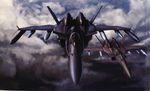  airplane anti-u.n. canards cloud d.d._ivanov fighter_jet flying highres jet macross macross_zero mecha military military_vehicle no_humans realistic sky sv-51 tenjin_hidetaka variable_fighter 