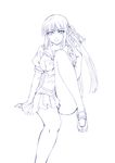  arsenal breasts copyright_request hair_ornament large_breasts legs long_hair monochrome school_uniform sitting sketch skirt solo 