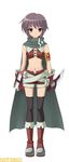  armlet book knife midriff nagato_yuki purple_hair short_hair solo suzumiya_haruhi_no_tomadoi suzumiya_haruhi_no_yuuutsu thief_nagato thighhighs 