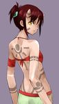 adachi_yousuke back copyright_request demon_girl horns looking_back oni solo tattoo yellow_eyes 