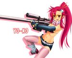  gun long_hair patricia_(stylish_marunage) red_hair rifle solo tengen_toppa_gurren_lagann thighhighs weapon yoko_littner 