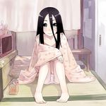  benimura_karu black_hair blanket komori_kiri long_hair panties sayonara_zetsubou_sensei sitting solo underwear 
