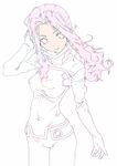  bodysuit darry_adai fuyuno_haruaki long_hair monochrome pink_hair smile solo spot_color tengen_toppa_gurren_lagann 