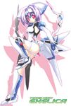  exelica mecha_musume purple_hair red_eyes short_hair solo trigger_heart_exelica yumesato_makura 