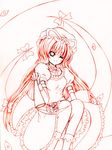  bangs catbell monochrome red solo touhou yakumo_yukari 