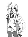  fate_testarossa frapowa greyscale lingerie long_hair low-tied_long_hair lyrical_nanoha mahou_shoujo_lyrical_nanoha_strikers military military_uniform monochrome open_clothes open_shirt panties shirt solo thighhighs tsab_ground_military_uniform underwear uniform very_long_hair 