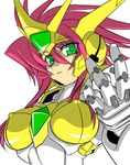  armor artist_request bangs breasts covered_nipples gem green_eyes hair_over_breasts hands helmet impossible_clothes large_breasts long_hair looking_at_viewer mecha_musume open_mouth pink_hair sidelocks simple_background solo super_robot_wars super_robot_wars_the_lord_of_elemental upper_body valsione valsione_r 
