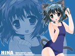  animal_ears cat_ears kuromaru one-piece_swimsuit original school_swimsuit solo swimsuit tail zoom_layer 