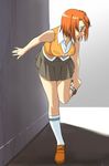  a1 blush my-hime orange_hair orange_shirt panties panty_pull school_uniform shirt solo sweat tokiha_mai underwear 