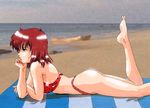  artist_request ass beach bikini day highleg highleg_bikini polka_dot polka_dot_bikini solo swimsuit takaya_noriko top_wo_nerae! 