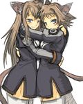  animal_ears artist_request breast_press cat_ears cat_tail familiar hug lieze_aria lieze_lotte lowres lyrical_nanoha magical_girl mahou_shoujo_lyrical_nanoha mahou_shoujo_lyrical_nanoha_a's multiple_girls siblings sisters symmetrical_docking tail thighhighs twins 