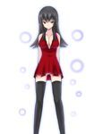  black_hair copyright_request dress long_hair panties pantyshot shima-shuu smile solo thighhighs underwear 