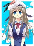  blue_eyes buttons hat large_buttons little_busters! long_hair noumi_kudryavka school_uniform silver_hair solo yuzuki_furon 