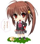  bow cat chibi little_busters! lowres natsume_rin pink_bow solo tomusooya translated 