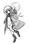  artist_request bangs cinque_(nanoha) eyepatch greyscale lyrical_nanoha mahou_shoujo_lyrical_nanoha_strikers monochrome numbers'_uniform numbers_(nanoha) solo 