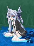  mof mof's_silver_haired_twintailed_girl oekaki open_clothes open_shirt original shirt solo thighhighs 