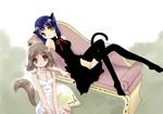  animal_ears artist_request cat_ears chaise_longue copyright_request multiple_girls tail thighhighs zettai_ryouiki 