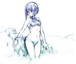  bikini blue bob_cut busou_renkin gradient lowres monochrome short_hair solo swimsuit tenkuu_sphere toned tsumura_tokiko 