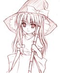  hat kirisame_marisa lowres monochrome pink sketch solo touhou witch_hat yaoyorozu-kobo 