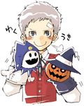  artist_request blush grey_hair jack_frost lowres male_focus persona persona_3 puppet pyro_jack sanada_akihiko school_uniform solo 