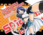  blue_hair character_name engrish fingerless_gloves furafura gauntlets gloves headband lyrical_nanoha magical_girl mahou_shoujo_lyrical_nanoha_strikers midriff ranguage revolver_knuckle single_fingerless_glove single_gauntlet solo subaru_nakajima waist_cape 