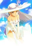  breasts cleavage dress hat medium_breasts no_panties original solo wind wind_lift yurikuta_tsukumi 