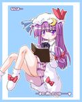 book crescent hat inasaki_shirau long_hair patchouli_knowledge purple_hair solo touhou 