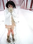  animegao boots bridge cosplay gloves highres kigurumi pantyhose photo skirt snow snowing solo third-party_edit 