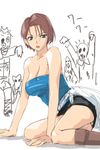  angry bare_shoulders blue_eyes breasts brown_hair jill_valentine large_breasts michael pencil_skirt resident_evil resident_evil_3 short_hair skirt solo strapless tubetop zombie 