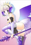  armor armored_dress blonde_hair blue_eyes dress gwendolyn halftone halftone_background mika_mikan odin_sphere panties pink_background short_hair solo strapless strapless_dress thighhighs underwear white_background 