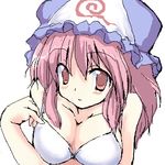  bra breasts hat large_breasts lingerie lowres ryokushiki_(midori-ya) saigyouji_yuyuko solo touhou underwear 