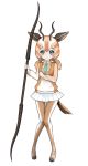  bangs center_frills eyebrows_visible_through_hair full_body gazelle_ears gazelle_tail green_eyes green_neckwear hair_between_eyes horn_lance horns ise_(0425) kemono_friends knees_together_feet_apart long_hair long_sleeves looking_at_viewer low_twintails mini_necktie multicolored_hair necktie orange_hair pantyhose rhim_gazelle_(kemono_friends) shoes simple_background skirt solo tearing_up twintails two-tone_hair vest white_background white_hair white_skirt 